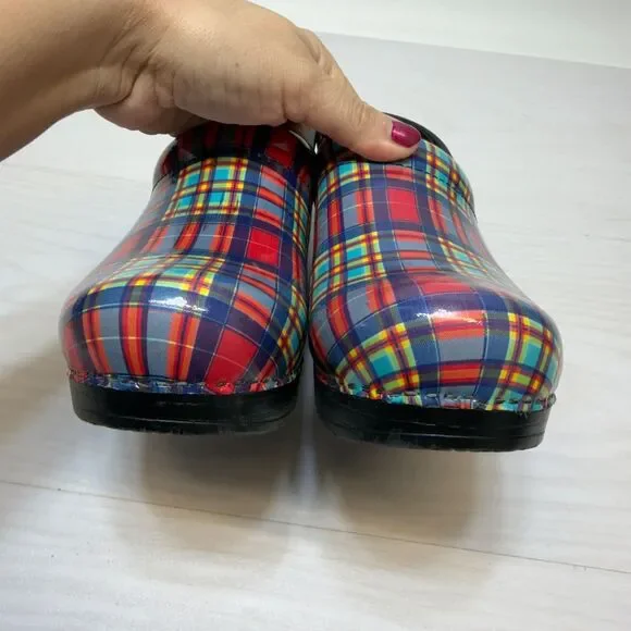 Dansko Colorful Professional Plaid Patent Classic Clogs Size 38 7.5 - 8 - Picture 7 of 12